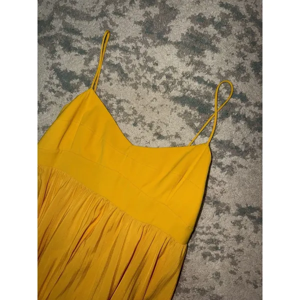 Obando x RTR Honeycomb Gown Yellow Pleated Maxi Dress Size 4 - Image 4