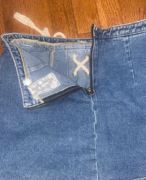 Tie Up Denim Skirt - Image 3