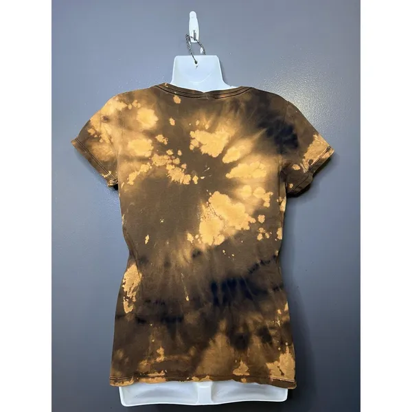 Equestrian Bleach Tie Dye Horse Graphic Tee Top Shirt Womens Small Brown - Image 8