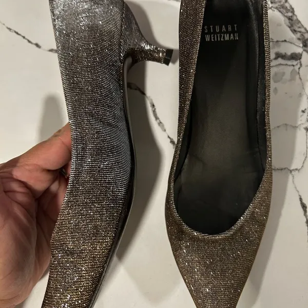 Stuart Weitzman Glittery Kitten Heel 8 - Image 2