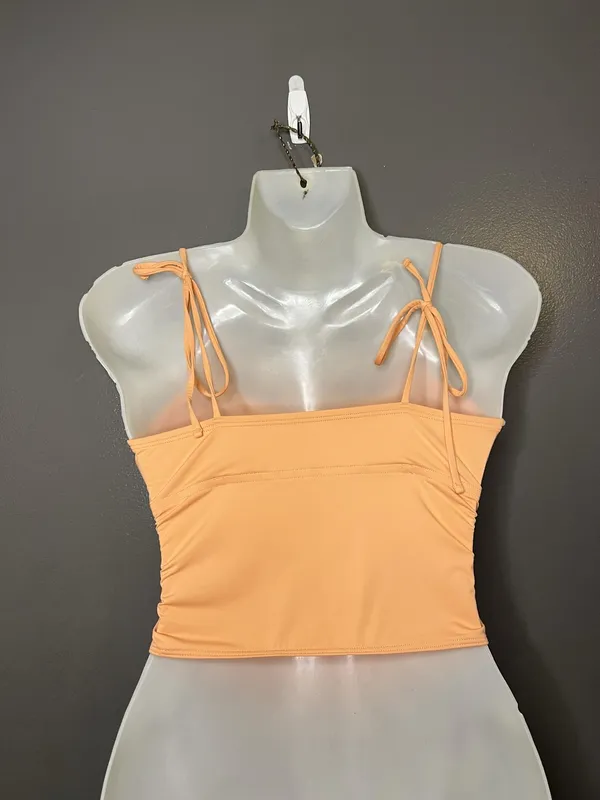 Gilly Hicks Tank Top Womens M Orange Square Neck Corset Cami Stretch Summer - Image 4