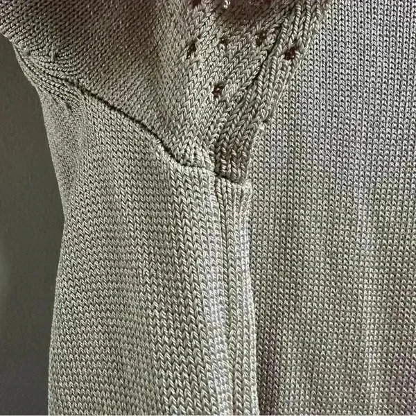 COS Women’s Short Sleeve Knit Summer Sweater‎ Beige Cream Cutout Minimalist M - Image 6