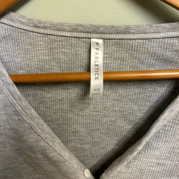 Fabletics Gray V-Neck Long Sleeve Top - Image 2