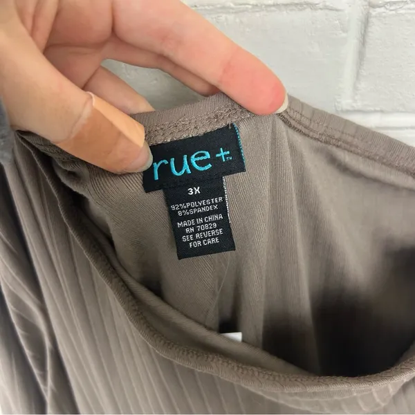 Rue 21 Plus Size Mocha Ribbed Knit Top & Pants Lounge Set Size 3X - Image 4