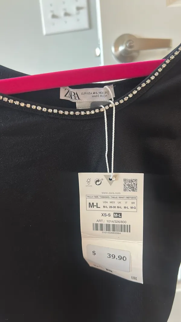 Zara Black Rhinestone Long Sleeve Top - Image 3