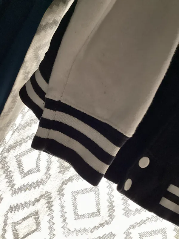 ALL WE DO Varsity Jacket Black White Size M - Image 5