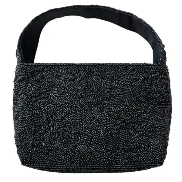 Vintage La Regale Black Beaded Evening Handbag - Image 3