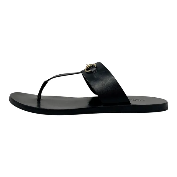 Gucci Horsebit Black Leather Thong Flat Sandals EU 36 Made in Italy - Image 2
