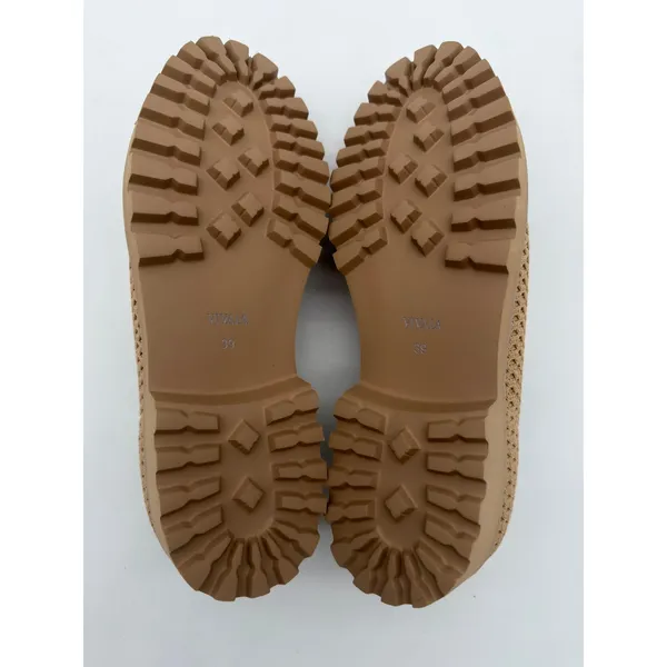 Vivaia Francesca Platform Chunky Heel Penny Minimalist Nude Peach Mesh Loafer 8 - Image 8