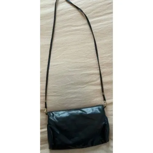 Vintage Navy Blue Envelope Crossbody Bag Faux Leather Asymmetric Flap Purse - Image 3