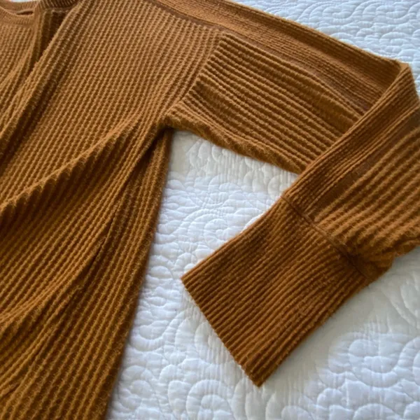 Mudd Waffle Knit Long Sleeve Knotted Front Cozy Chestnut Brown Top Size XL - Image 10