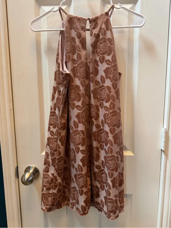 Candie's Blush Brownish Pink Floral Halter Mini Dress size S - Image 3