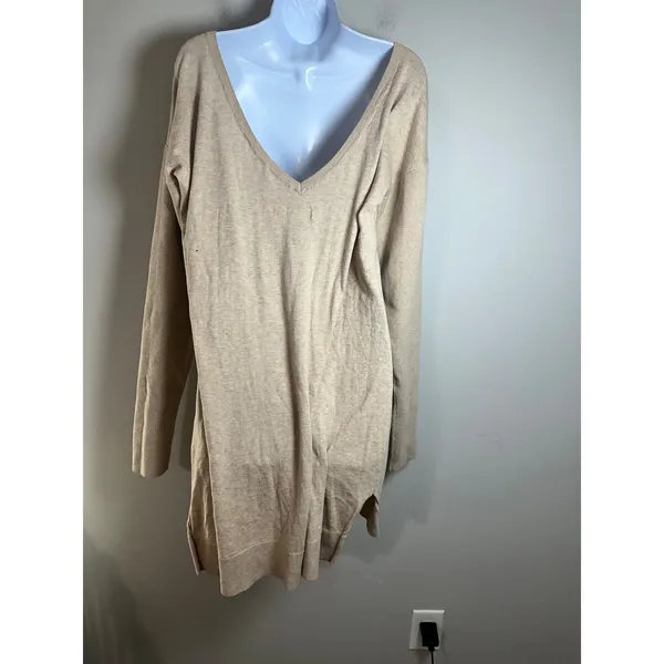 UGG‎ Liliana Sweater Dress Oatmeal Heather V-Back Thumbhole Mini XL - Image 6
