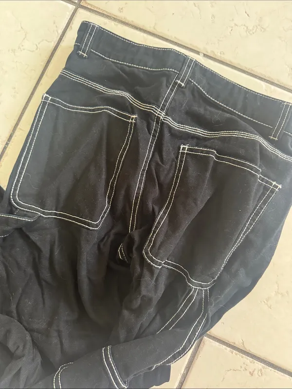 GAP Wide Leg Pants in Black with White Contrast Stitching - Image 2