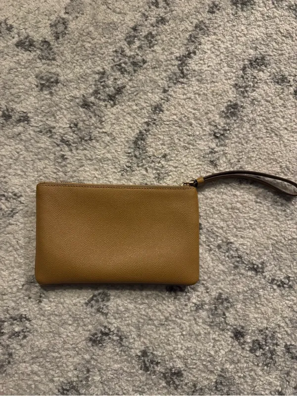 Coach Tan/Brown Leather Wristlet Pouch - Image 2