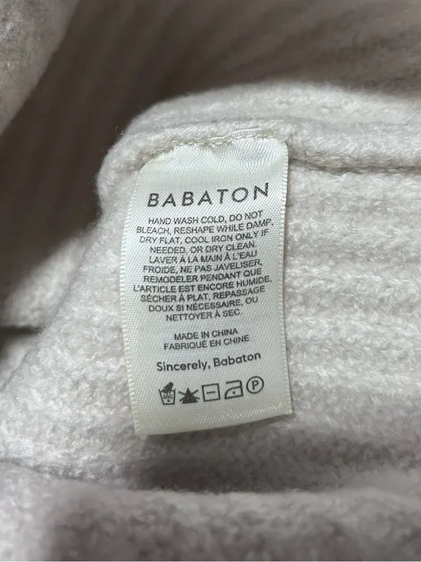 Aritzia Babaton 100% Merino Wool Cropped Turtleneck Sweater Cream Beige Small - Image 3