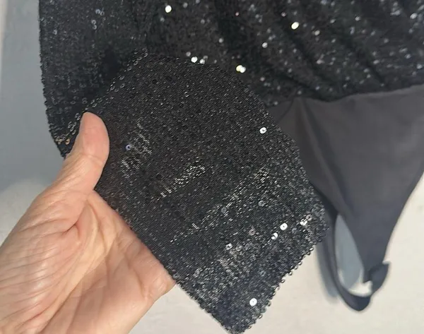 NEW Sincerely Jules Black Sequin Wrap Bodysuit Sexy Cocktail Party Date Night - Image 6