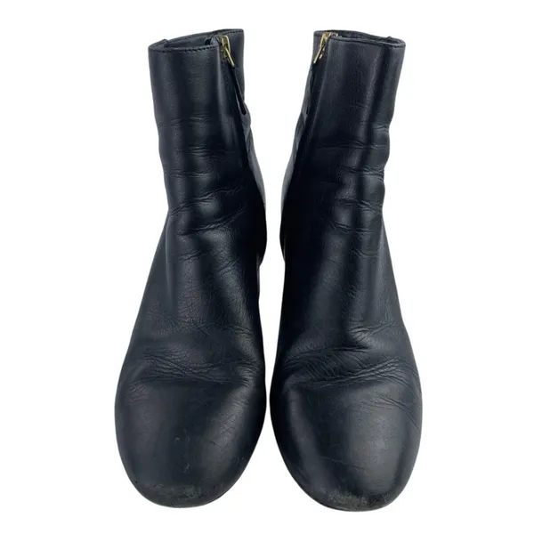 Tory Burch Brooke Womens Black Leather Block Heel Round Toe Zip Ankle Boots 8.5M - Image 2