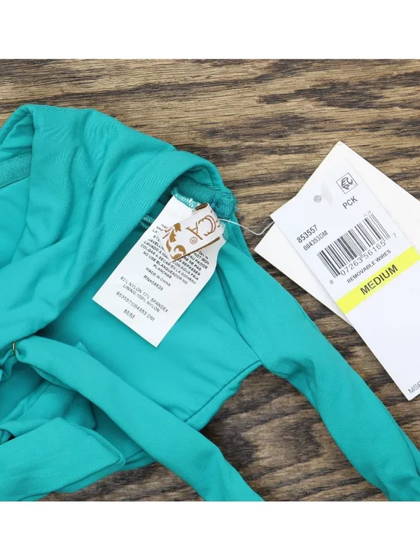 NWT Becca Womens Shirred Underwire Bikini Top Swim 853557 Peacock Blue Green M - Image 12