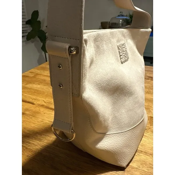 NWOT Steve Madden‎ BMontie Microsuede and Faux Leather Purse Shoulder Bag Cream - Image 3