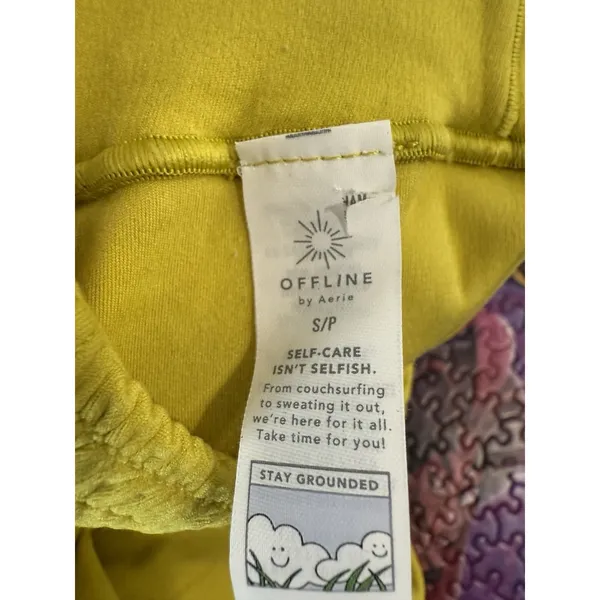 Offline by Aerie Real Me Leggings Size Small Yellow‎ 7/8 Smocked Waist Hi-Rise - Image 4