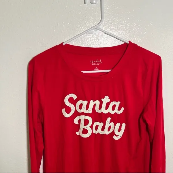 Isabel Maternity Women's Size Small Santa Baby Holiday Graphic Long Sleeve Tee‎ - Image 3