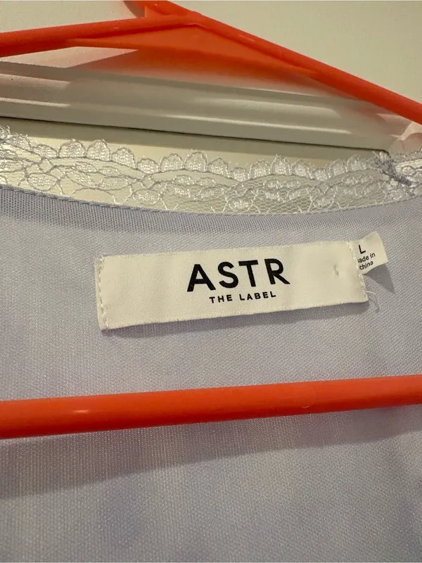 Astr Light Blue and Cream Floral V-Neck Maxi Dress - Image 2