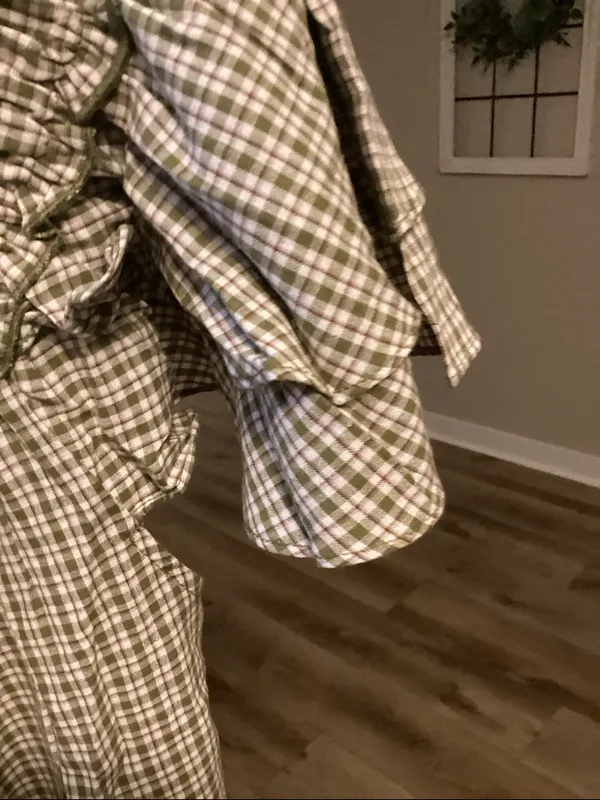 Easel Off-Shoulder Smocked Plaid Top - Beige/green - Image 3