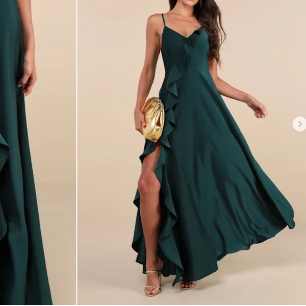 LULUS Sexy Flowy LProm Wedding Bridesmaid Satin Open Tie Back Elegant Maxi - Image 2