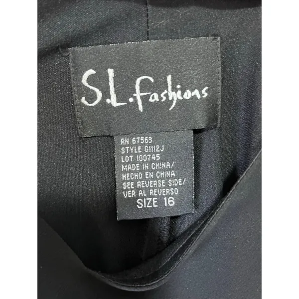 Vintage y2k Black Chiffon‎ Handkerchief Hem Dress Floral Beaded Embroidered Med - Image 6