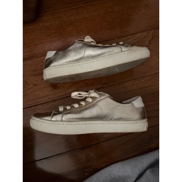 Soludos Womens‎ Gold Metallic Leather Low Top Lace Up Sneakers Size 6 - Image 5