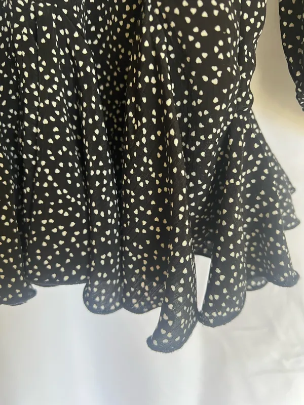 Luxxel Black and White Polka Dot Long-Sleeve Fit-and-Flare Romper - Image 7