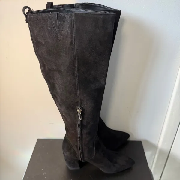 Sam Edelman Black Suede Knee‎ High Block Heel Pointed Toe Thora Boots Womens 6 - Image 8
