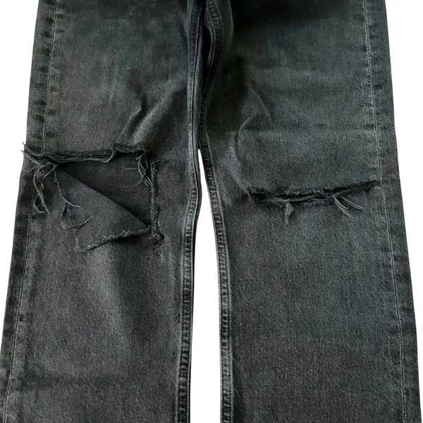 AGOLDE Riley Straight Crop Jeans Black Ripped - Image 6