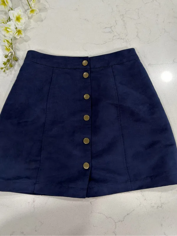 Old Navy Navy Button-Front Mini Skirt with Gold Buttons - Image 4