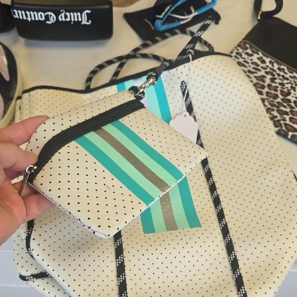 Stylish White Tote Bag with Blue Accents - Image 2