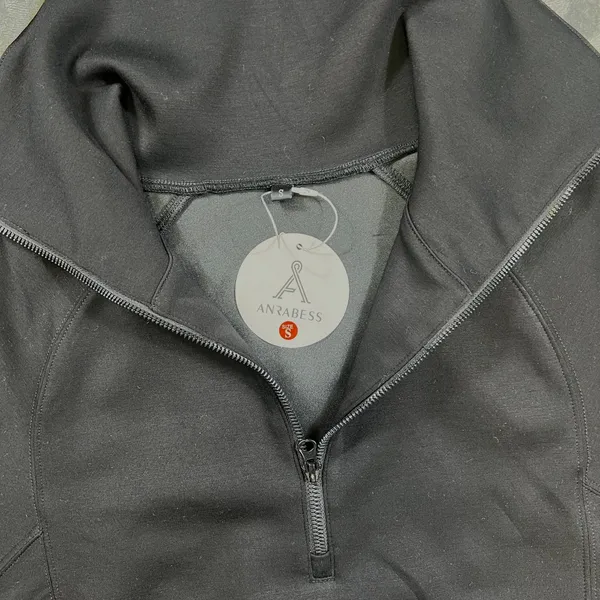 Anrabess sweatshirt Sm black 1/2 zip funnel neck - Image 3