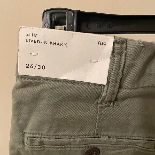 New NWT American Eagle Sage Green Lived In Khakis‎ Slim Fit Flex 26" Waist - Image 4