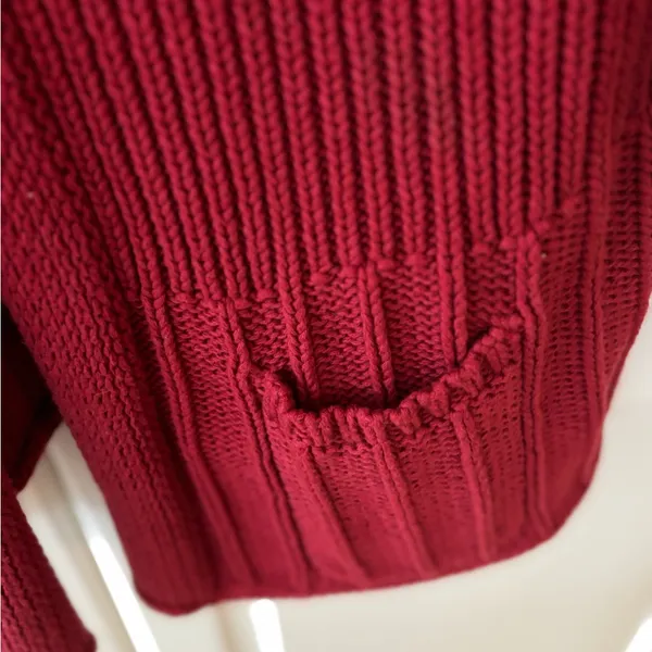 Keren Hart Chunky‎ Women’s Sweater. Red. 100% cotton. Medium. - Image 4