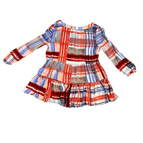 maeve anthropologie Top Medium‎ Plaid Tiered Lila Peasant Tunic - Image 2