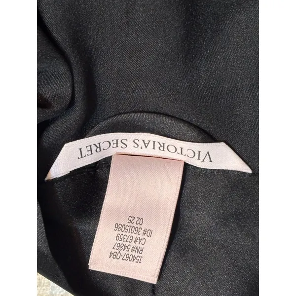 Victoria’s Secret Satin Midi Robe XS/S Black Wrap Kimono Long Sleeve - Image 8