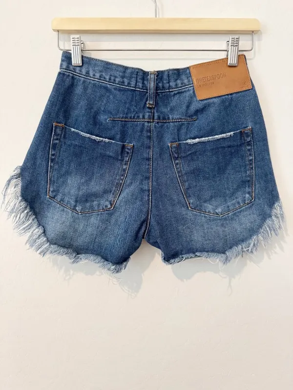 One Teaspoon Shorts Size 23 Blue Moon Le Wolves Button Fly Frayed Retro Indie‎ - Image 9