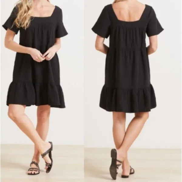 Rails Valentina Black Gauze Tiered Mini Dress Womens XS Tiered Cotton Summer‎ - Image 2