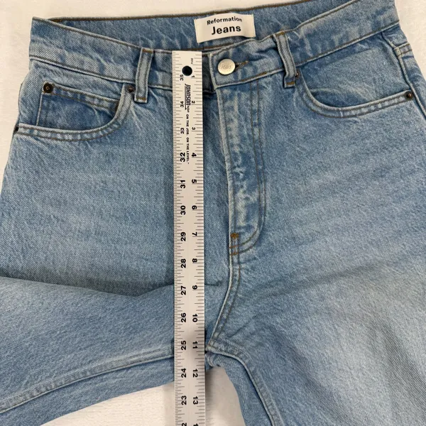 Reformation Montauk Jeans Light Wash High Rise Wide Leg‎ Crop Size 25 - Image 6