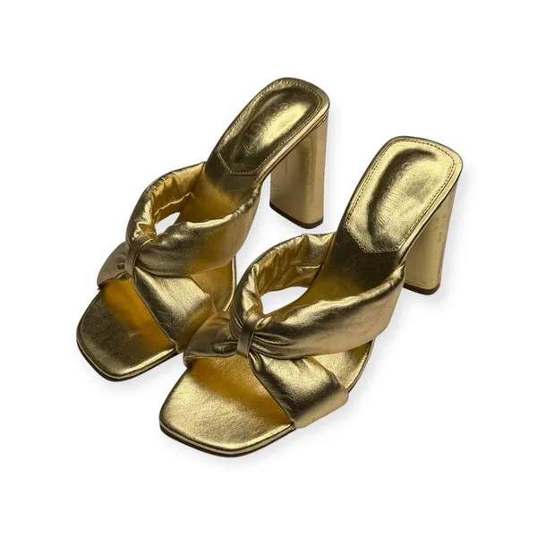 new Schutz 𒀭 Fairy High Heeled Sandal 𒀭Metallic Gold Shimmer Leather 𒀭 7.5M 𒀭 - Image 8