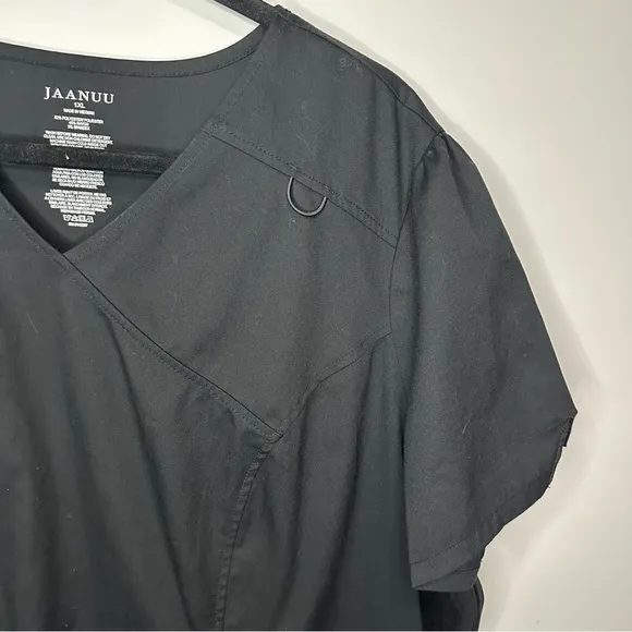 Women’s Jaanuu Size 1x Black Short‎ Sleeve Scrub Top With Pockets - Image 2