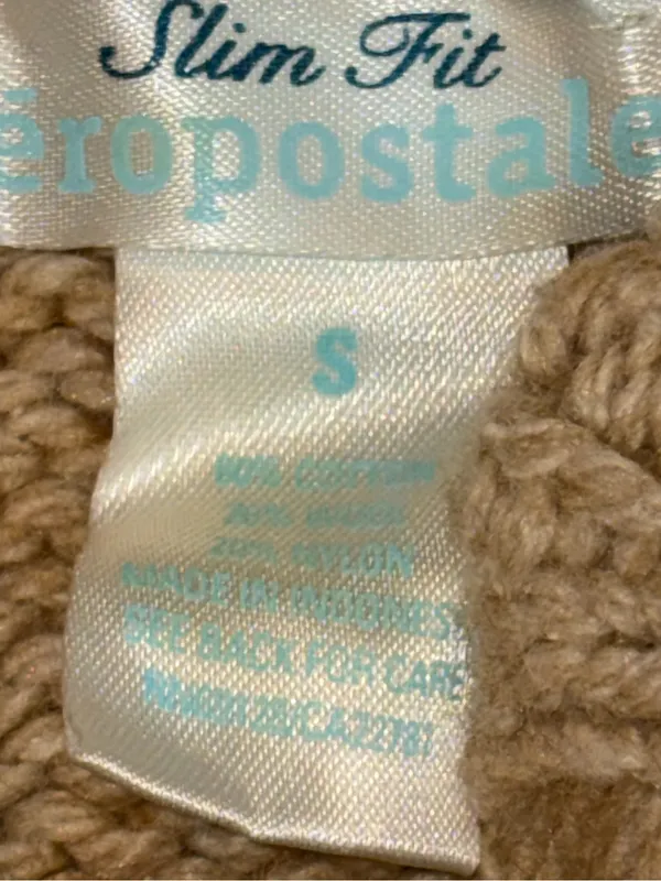 Fisherman's Sweater Cardigan Cotton Wool Size S Chunky Cropped - Image 6
