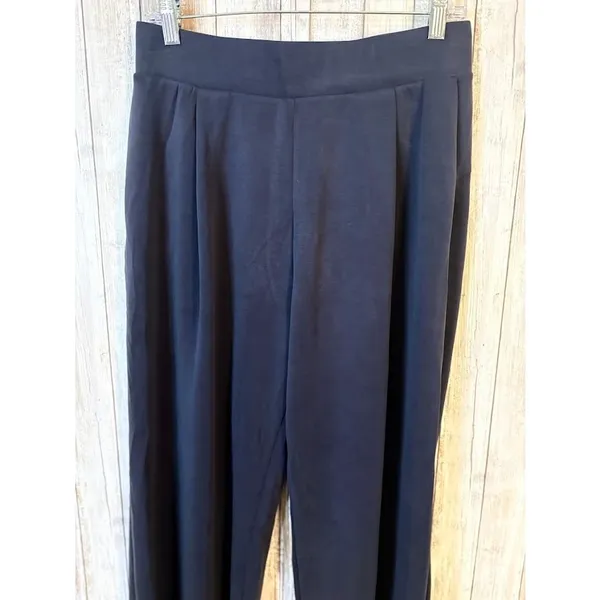 Ododos Wide Leg Pants Womens Large Navy Blue New Pleated Modal‎ Stretch Trousers - Image 5
