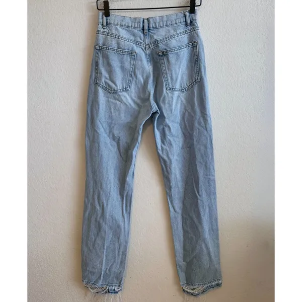 REFORMATION Stevie Ultra High Rise Straight Tahoe Raw Hem Denim Jeans Womens 26 - Image 2