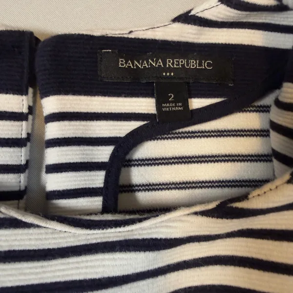 Banana Republic Womens 3/4 Sleeve Navy White Striped Ottoman‎ Rib Sheath Dress 2 - Image 10